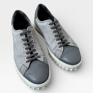 Salvatore Ferragamo Men’s Cube Leather Sneakers - Grey - US 7 Men